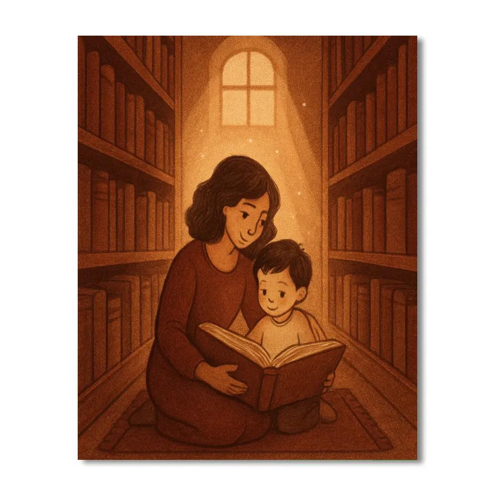 Mother And Child Library Hideaway Painting by numbers kit