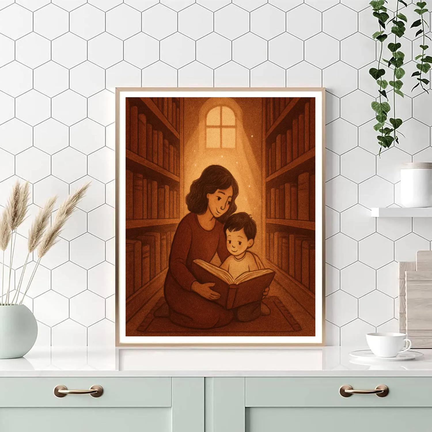 Mother And Child Library Hideaway Painting by numbers kit