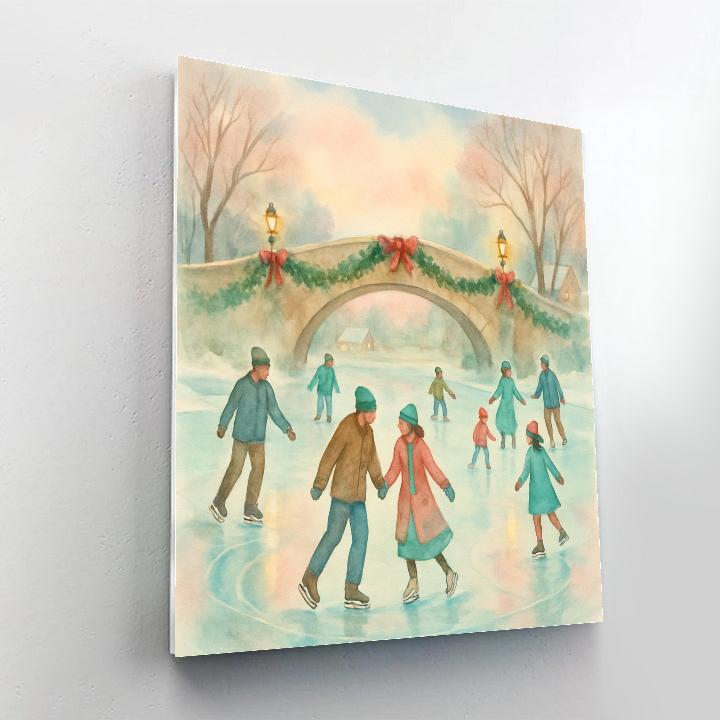 Skating Pond Under Garland Bridge DIY paint by numbers