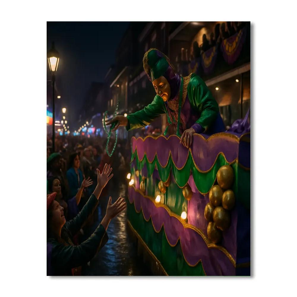 Mardi Gras Night Parade In New Orleans paint by color