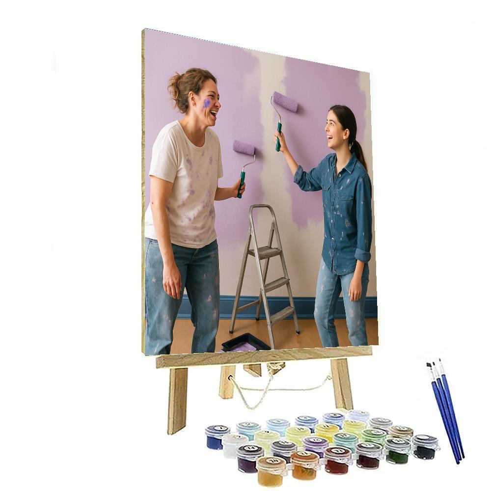 Mother And Teen Painting The Room DIY paint by numbers
