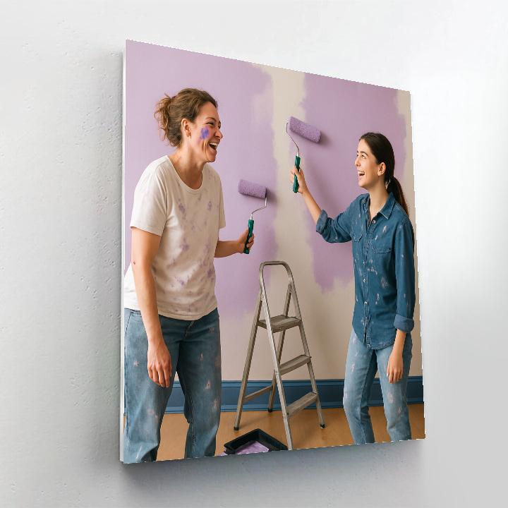 Mother And Teen Painting The Room DIY paint by numbers