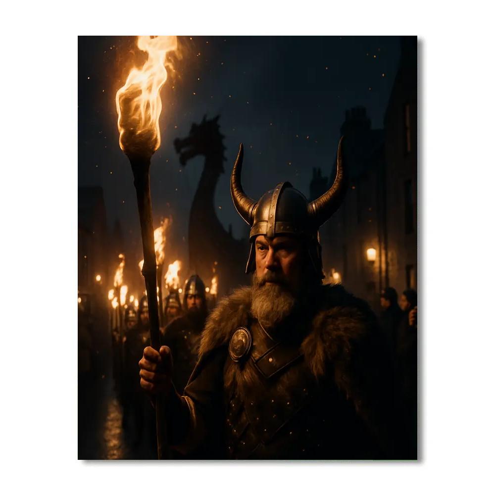 Up Helly Aa Torchlight Procession In Shetland Number painting