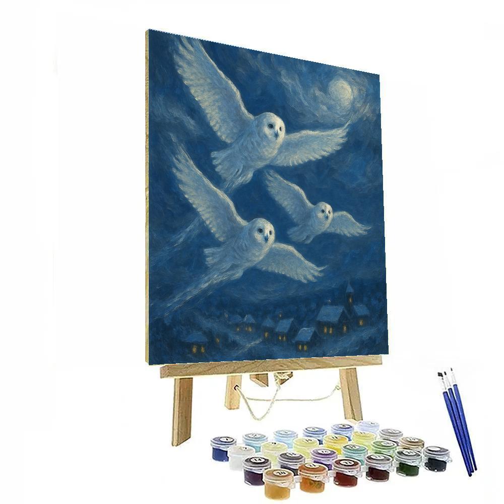 Night Flight Of The Snowy Owls Paint by numbers art
