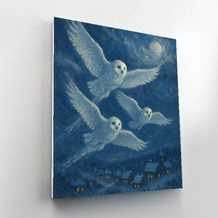 Night Flight Of The Snowy Owls Paint by numbers art