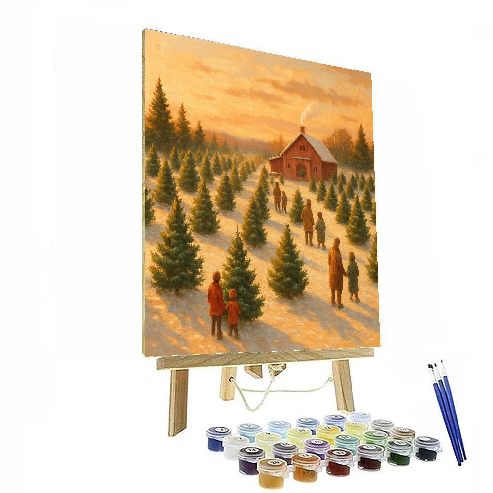 Christmas Tree Farm At Golden Dusk Paint by numbers art
