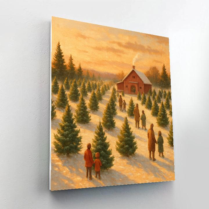 Christmas Tree Farm At Golden Dusk Paint by numbers art