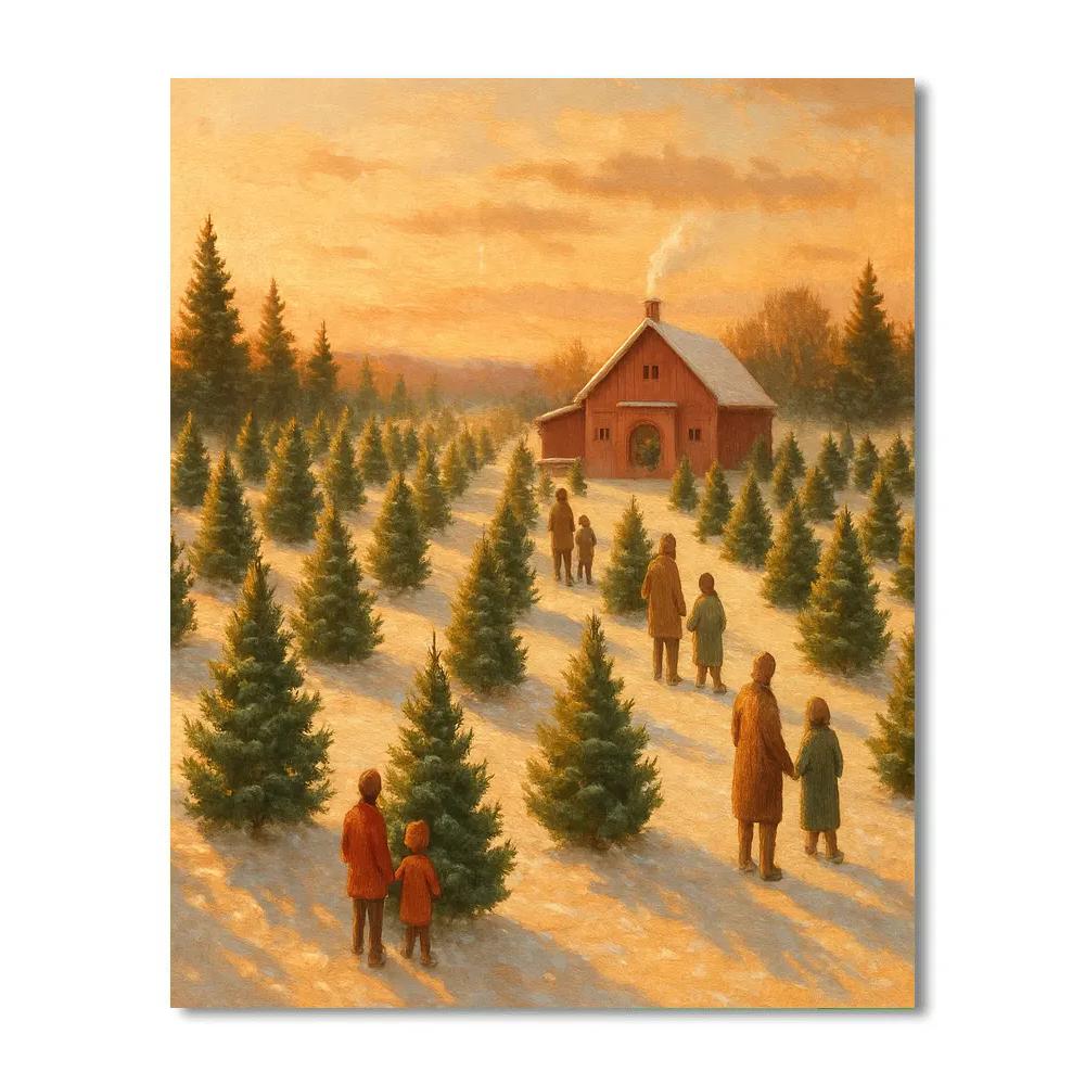 Christmas Tree Farm At Golden Dusk Paint by numbers art