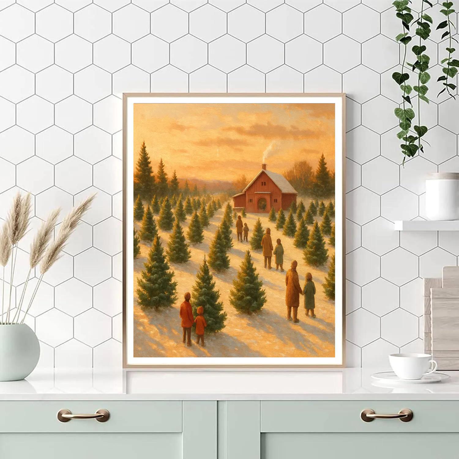 Christmas Tree Farm At Golden Dusk Paint by numbers art