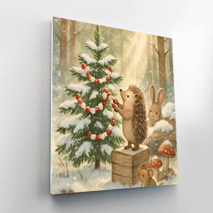 Hedgehog Decorating Forest Tree Number painting