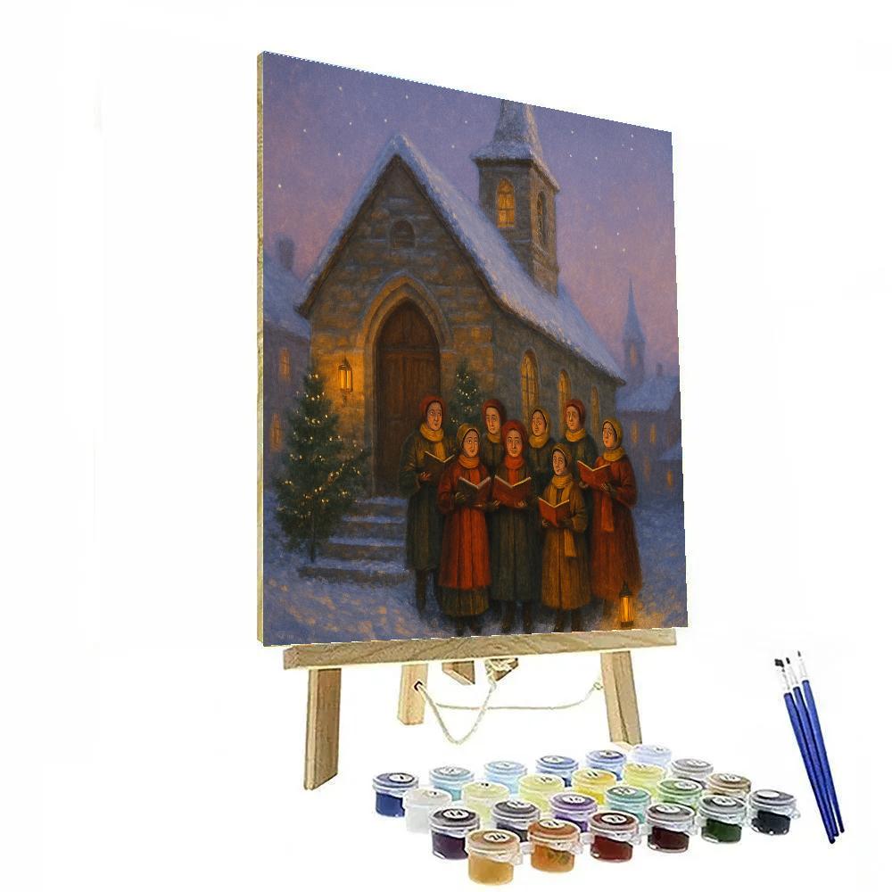 Twilight Choir On Church Steps painting number kit