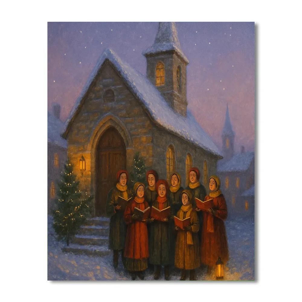 Twilight Choir On Church Steps painting number kit