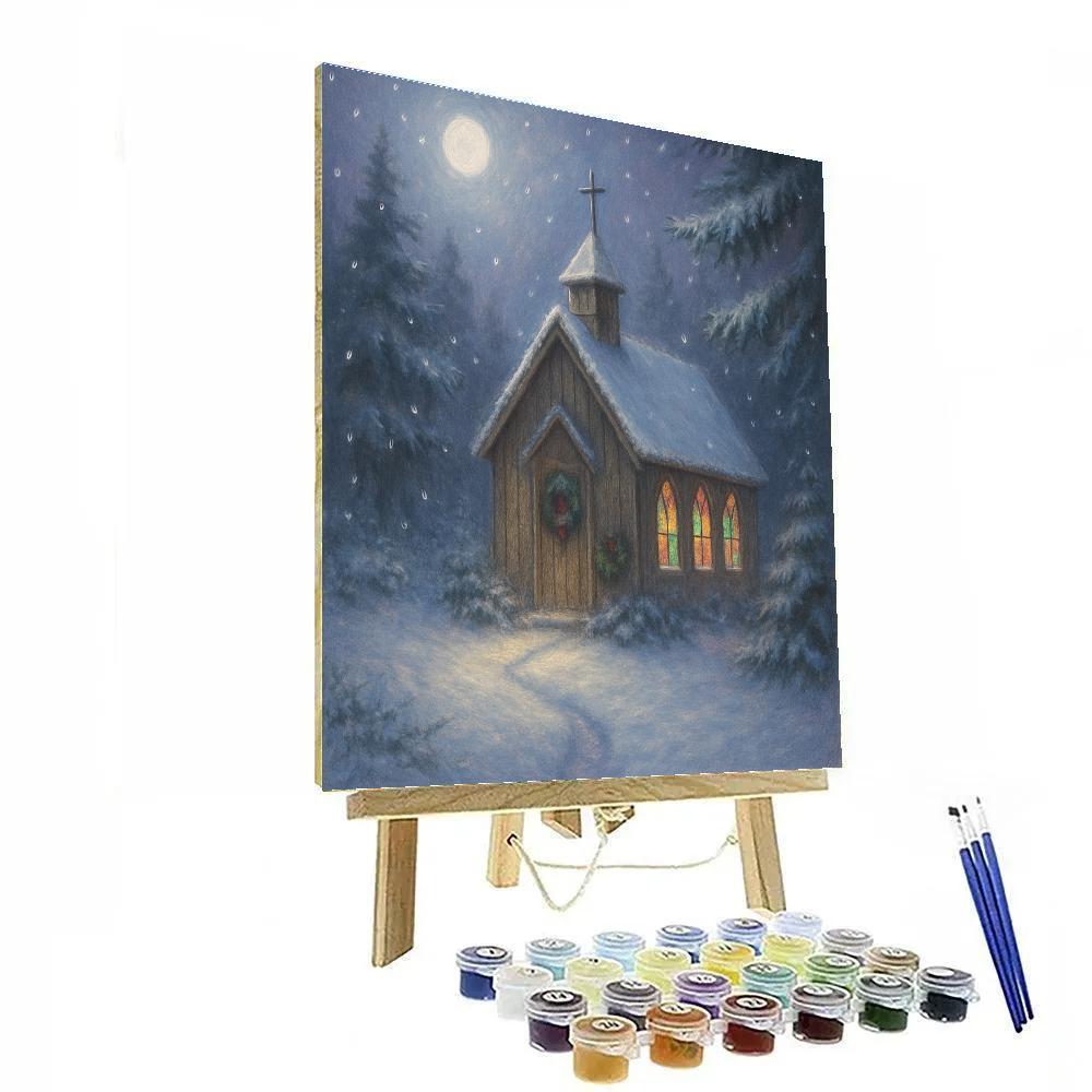 Silent Night Forest Chapel paint by numbers