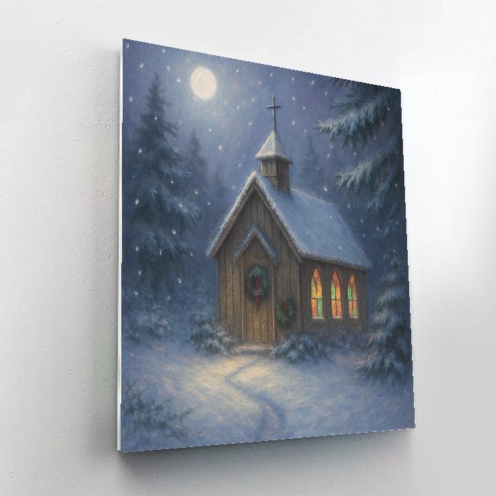 Silent Night Forest Chapel paint by numbers