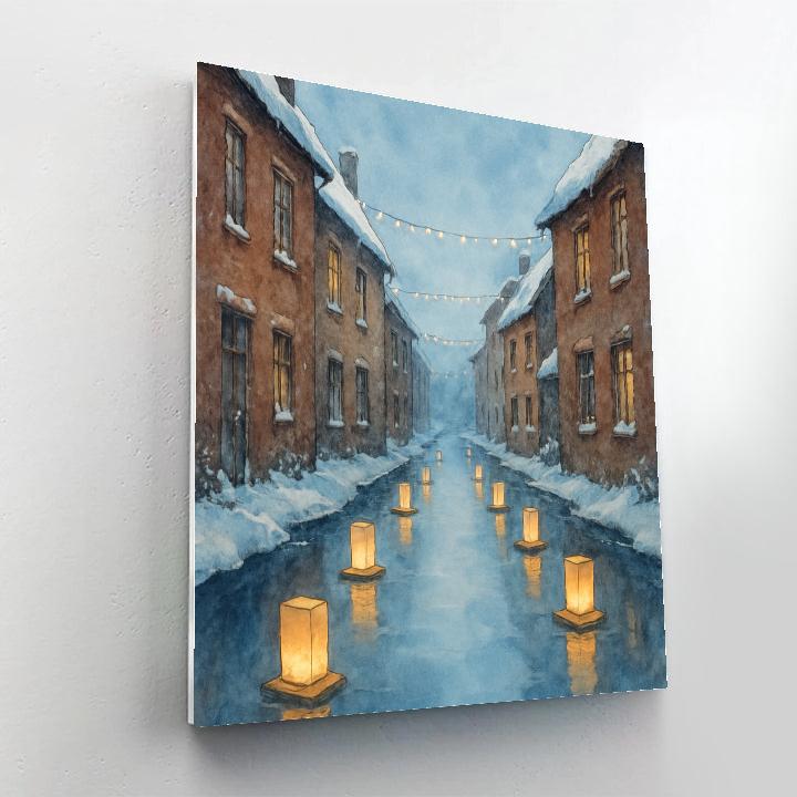 Christmas Lanterns On Frozen Canal Paint by numbers art