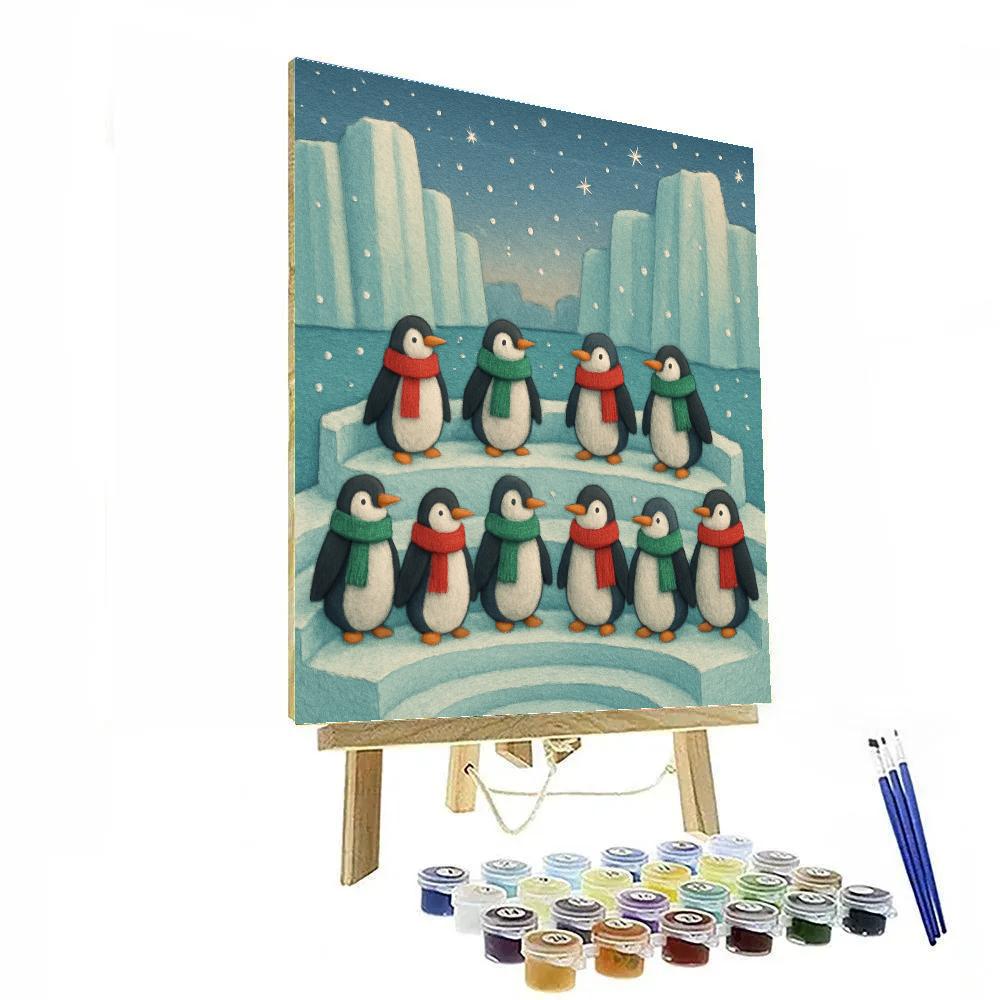 Penguin Choir On Iceberg Stage Number painting