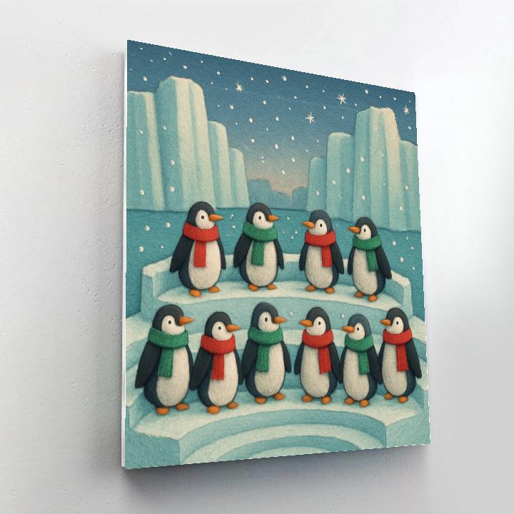 Penguin Choir On Iceberg Stage Number painting