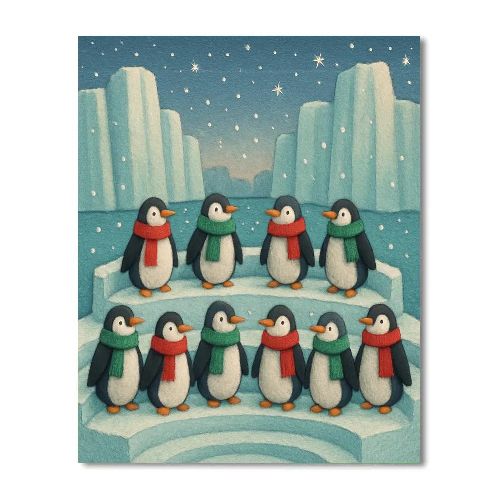 Penguin Choir On Iceberg Stage Number painting