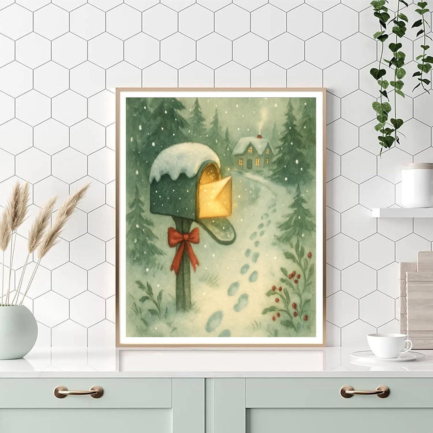 Magical Mailbox In Winter Lane Number painting