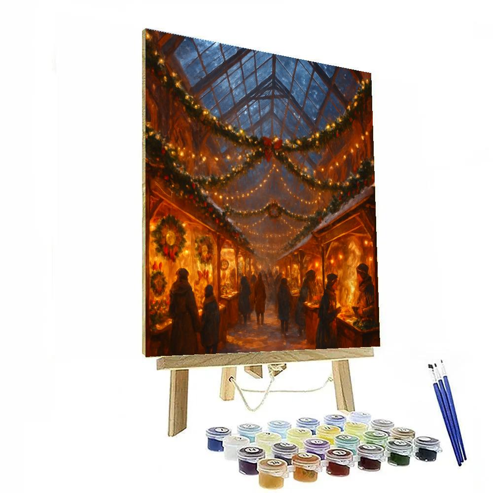 Christmas Market Under Glass Roof paint by number