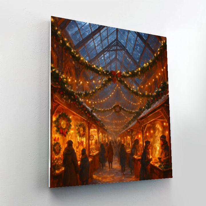 Christmas Market Under Glass Roof paint by number
