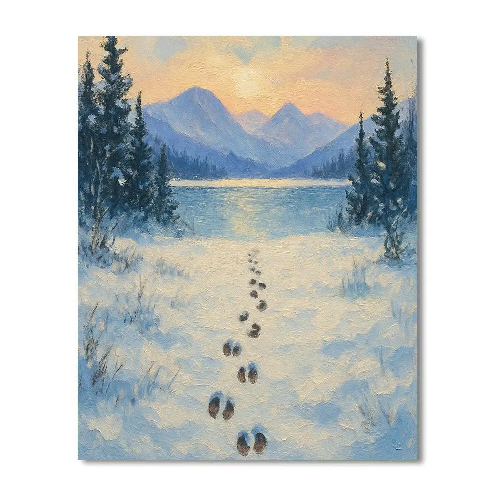 Reindeer Tracks To Frozen Lake DIY paint by numbers