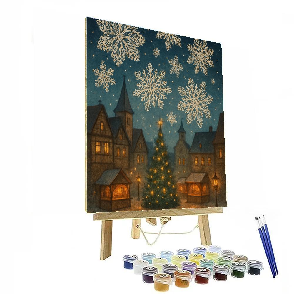 Snowflake Ballet Over Town Square Paint by numbers art