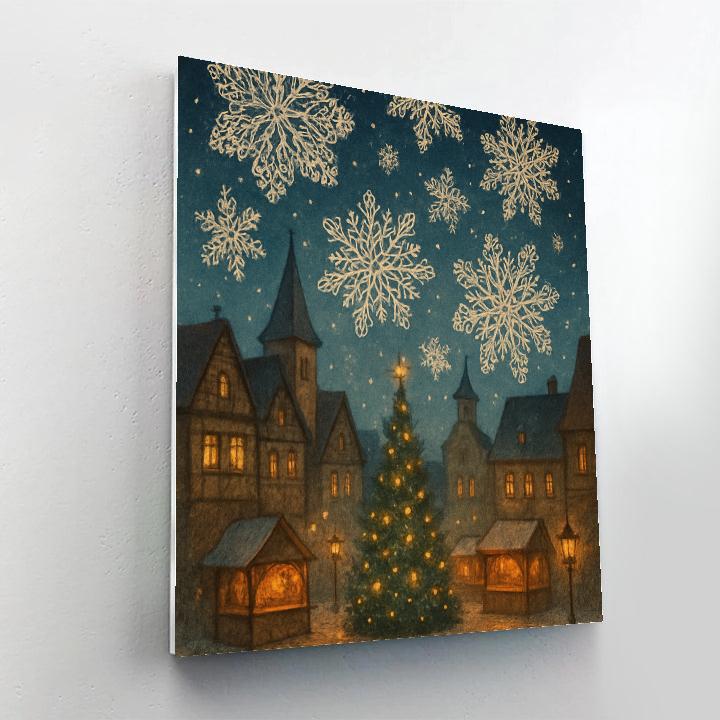 Snowflake Ballet Over Town Square Paint by numbers art