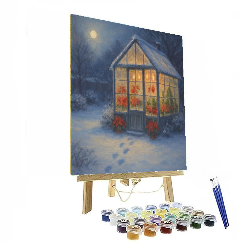 Frosted Greenhouse Of Winter Blooms Paint by numbers kits