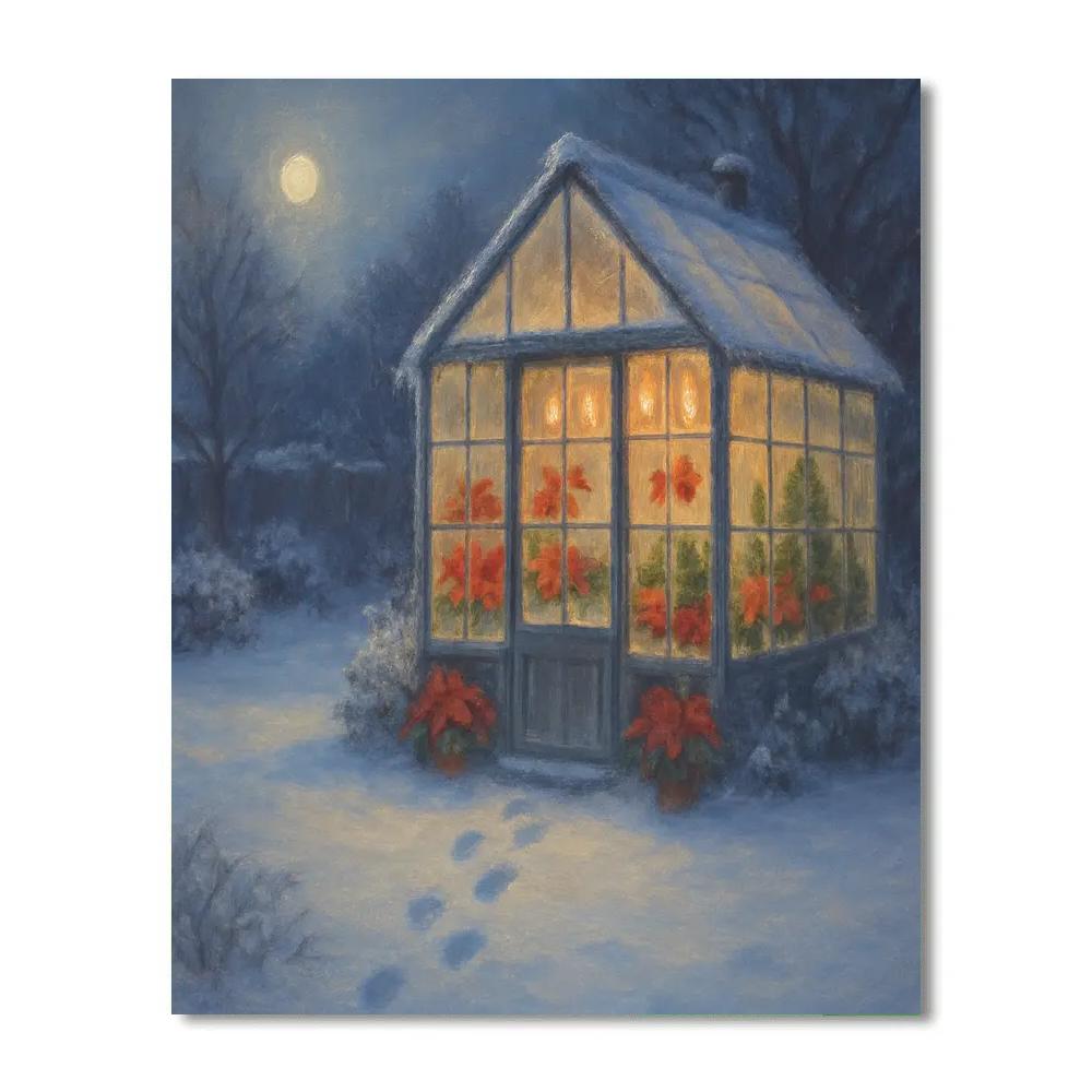 Frosted Greenhouse Of Winter Blooms Paint by numbers kits
