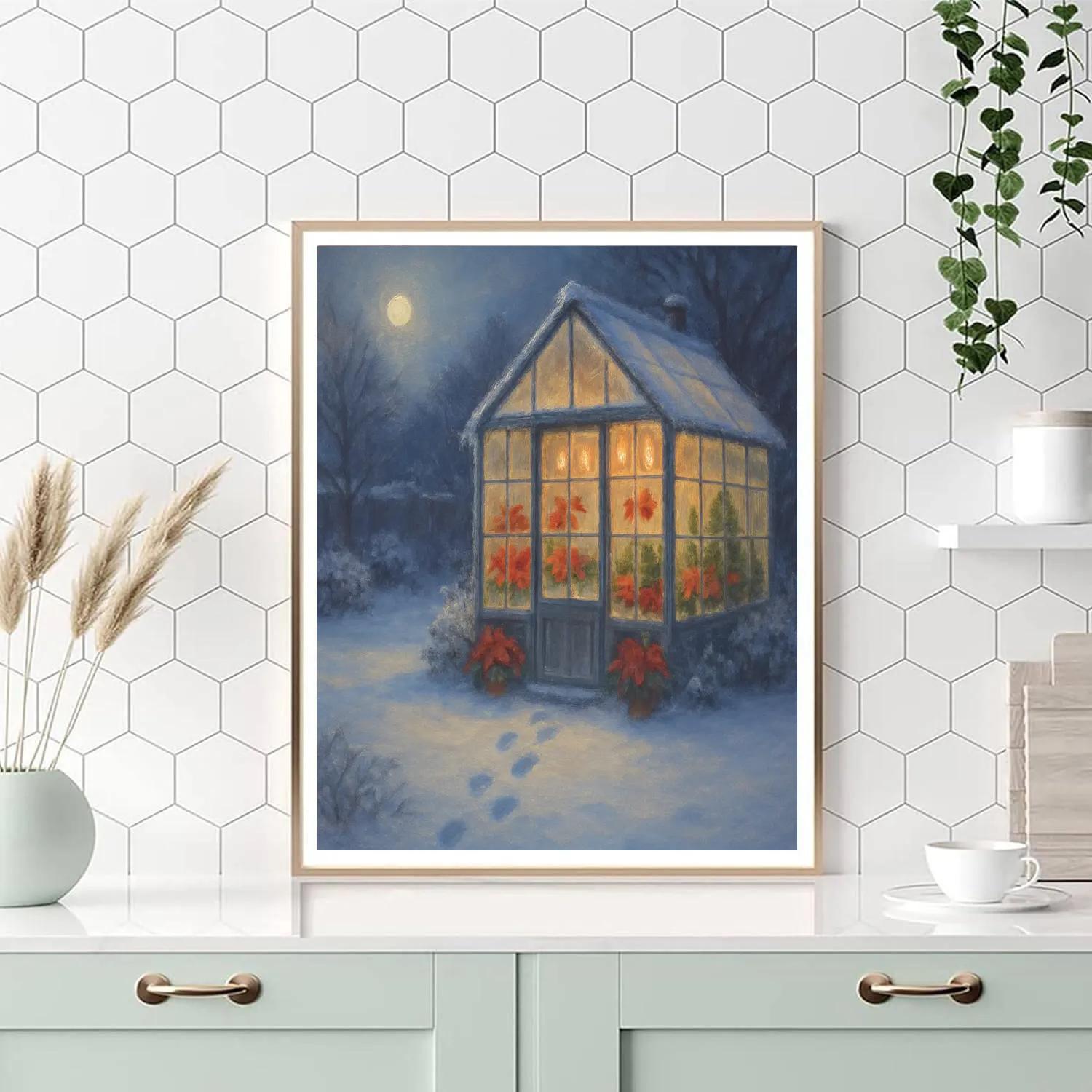 Frosted Greenhouse Of Winter Blooms Paint by numbers kits
