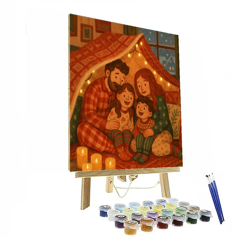 Holiday Pajama Family Campout paint by numbers