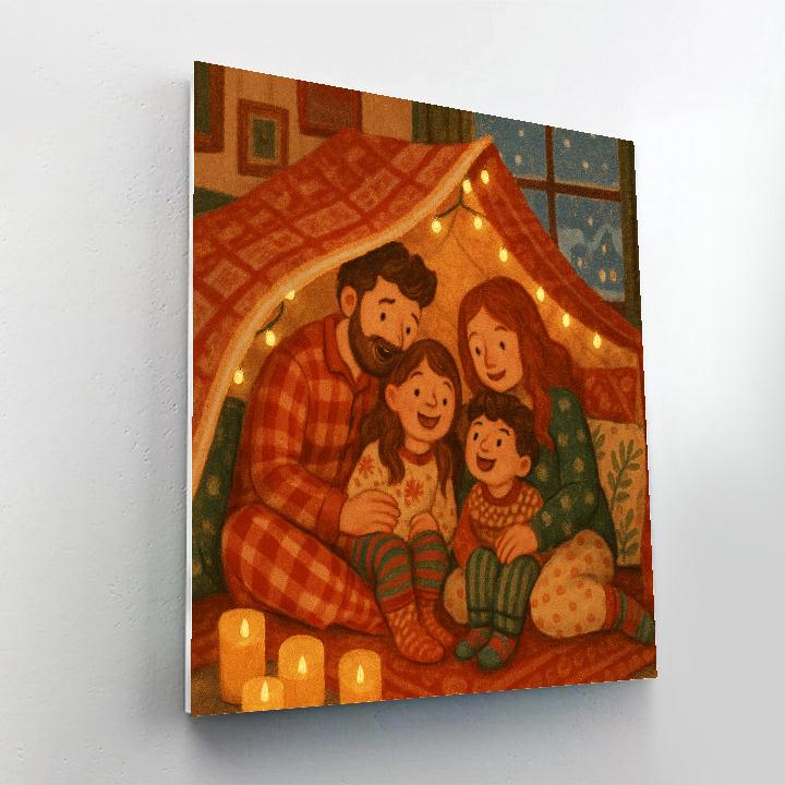 Holiday Pajama Family Campout paint by numbers