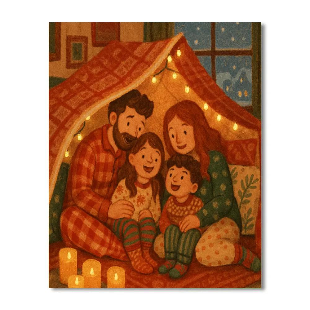 Holiday Pajama Family Campout paint by numbers