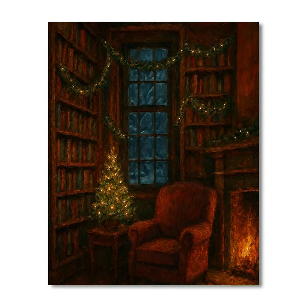 Christmas Eve Library Alcove Numbered painting kits