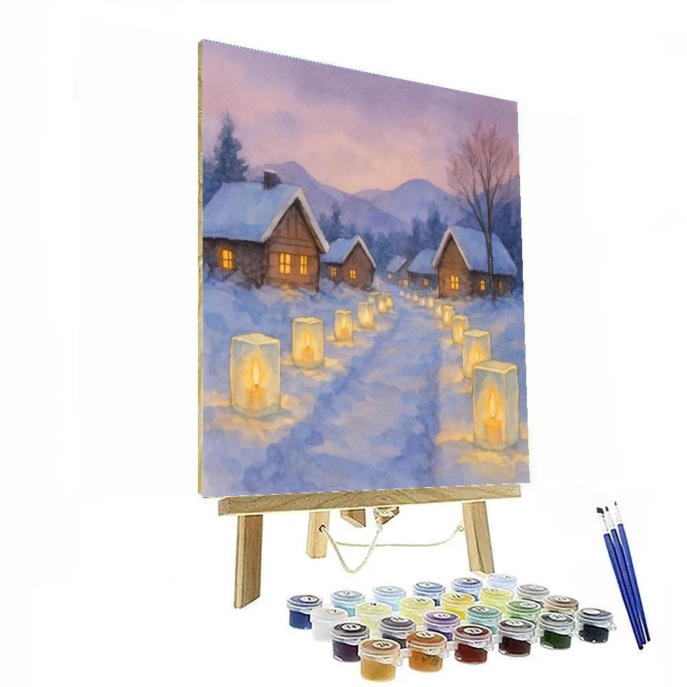 Northern Village Ice Lantern Path painting number kit