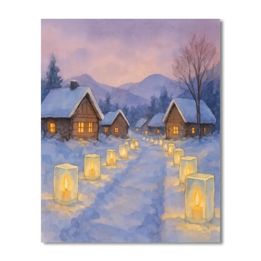 Northern Village Ice Lantern Path painting number kit