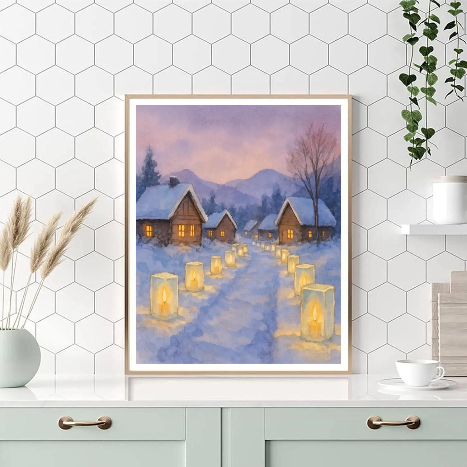 Northern Village Ice Lantern Path painting number kit