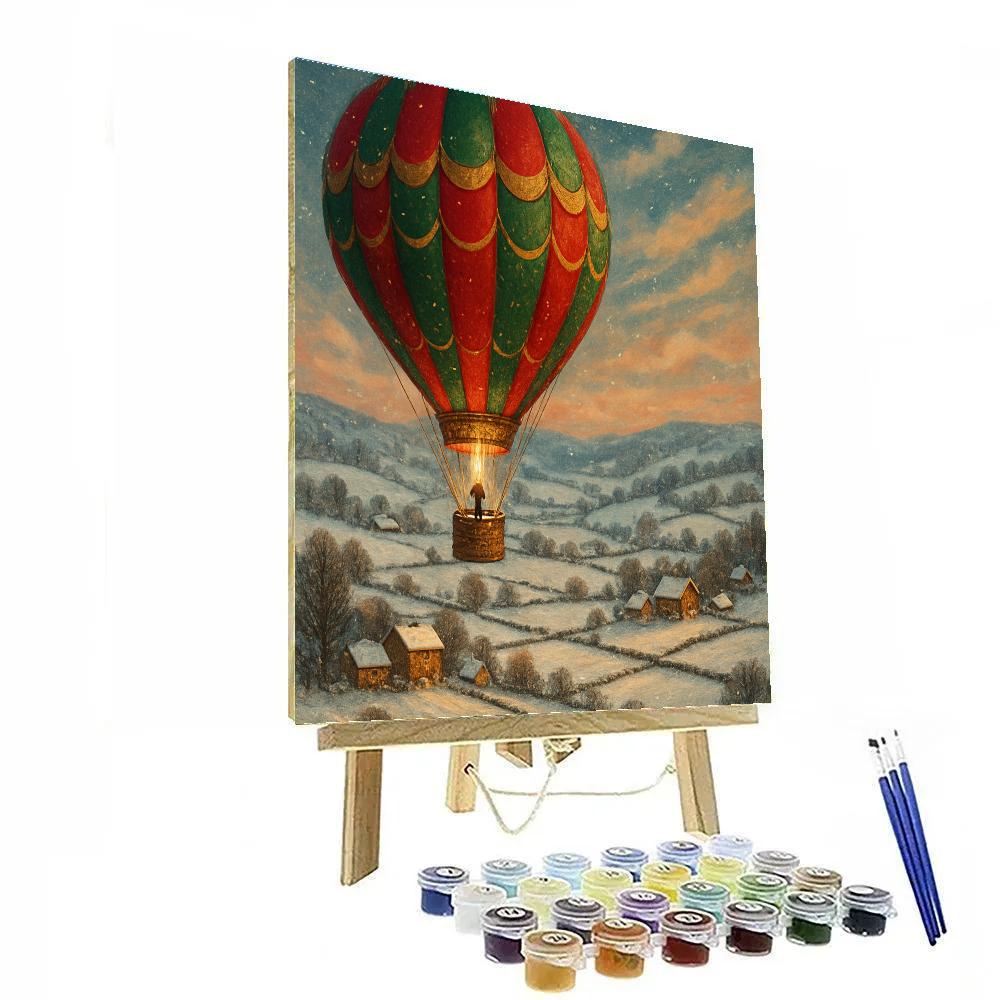 Holiday Hot Air Balloon Over Valley DIY paint by numbers