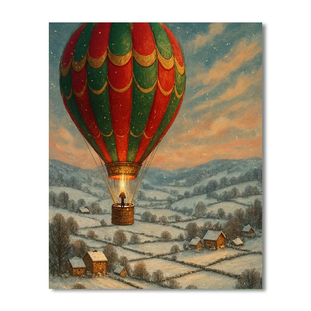 Holiday Hot Air Balloon Over Valley DIY paint by numbers