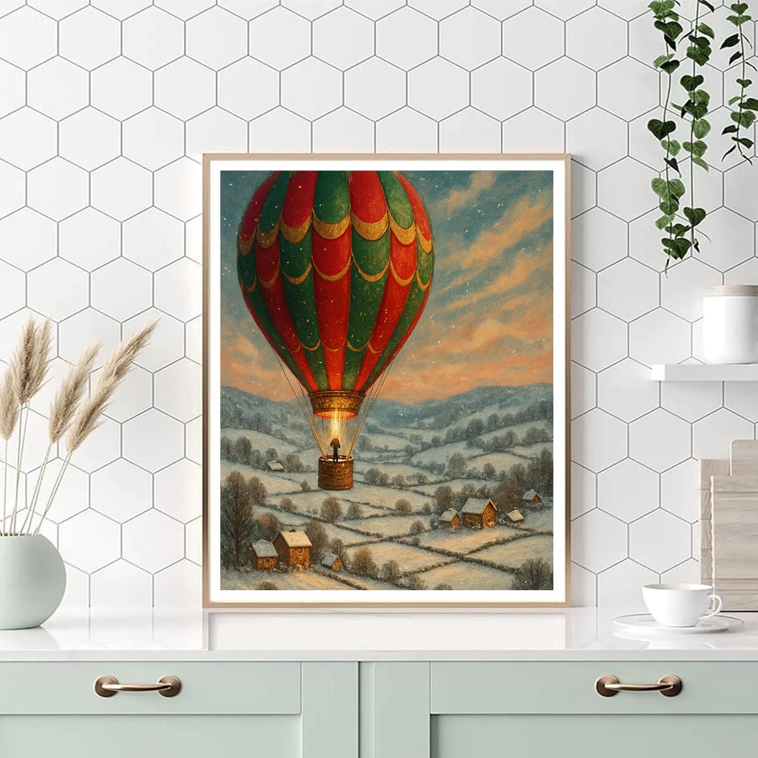 Holiday Hot Air Balloon Over Valley DIY paint by numbers