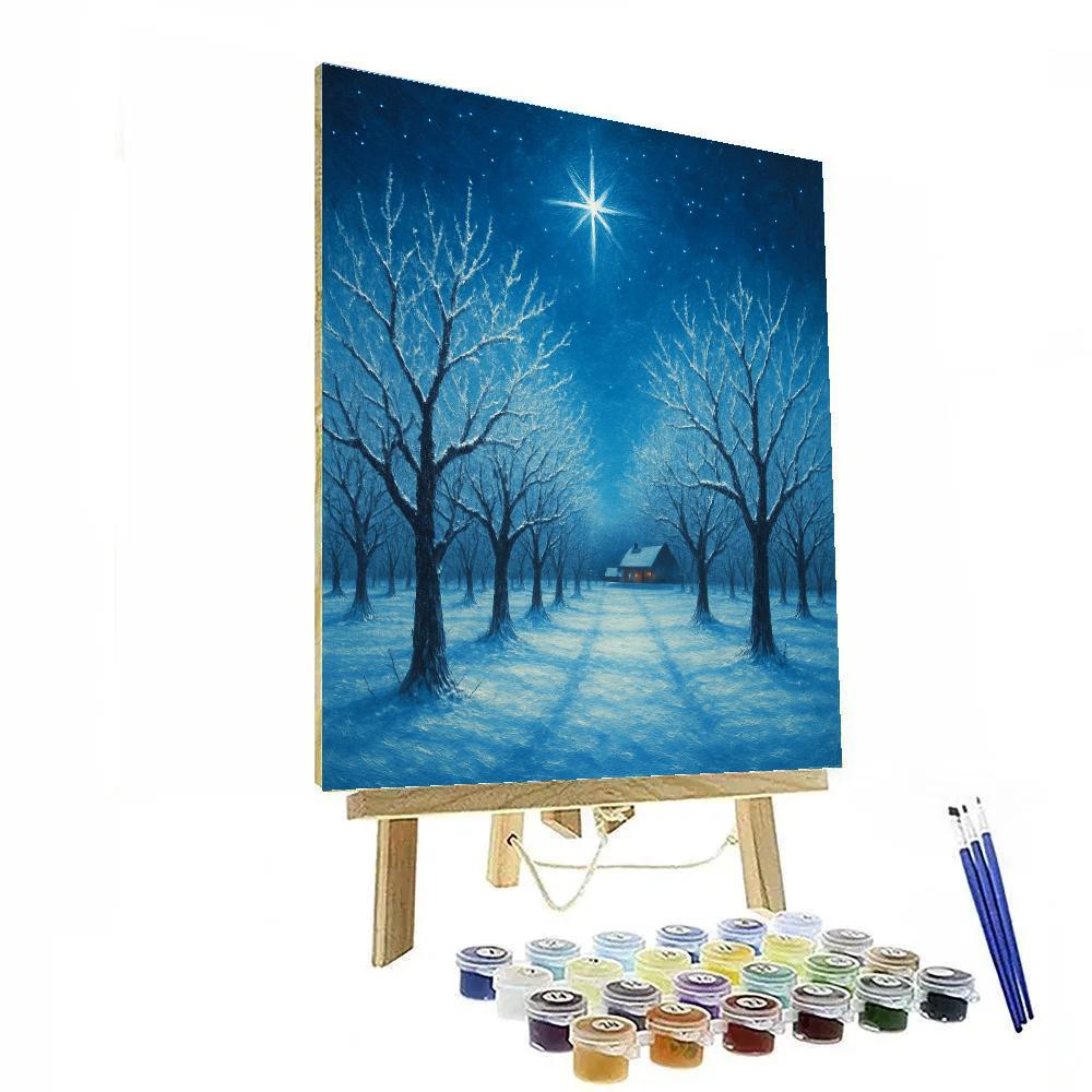 Christmas Star Over Frozen Orchard paint by number