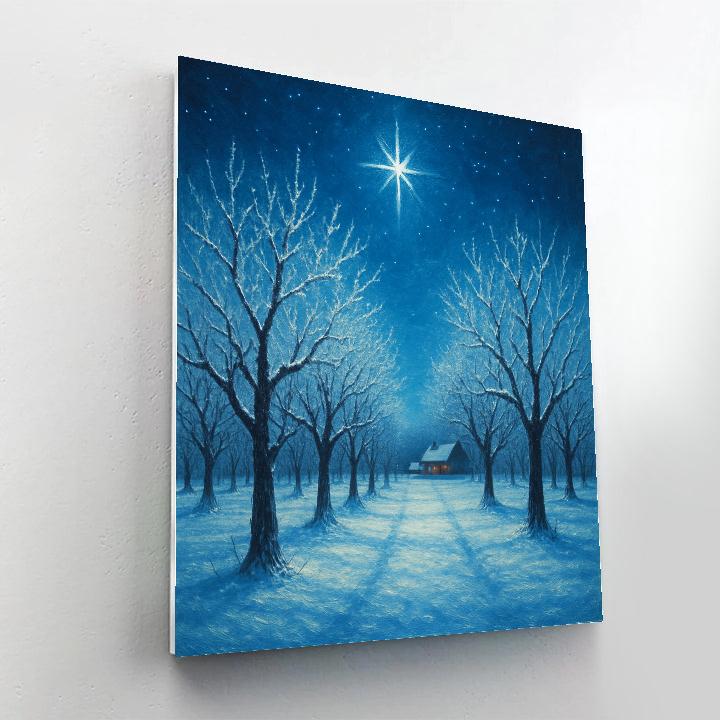 Christmas Star Over Frozen Orchard paint by number