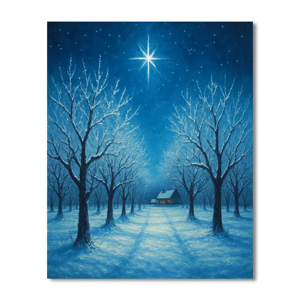 Christmas Star Over Frozen Orchard paint by number