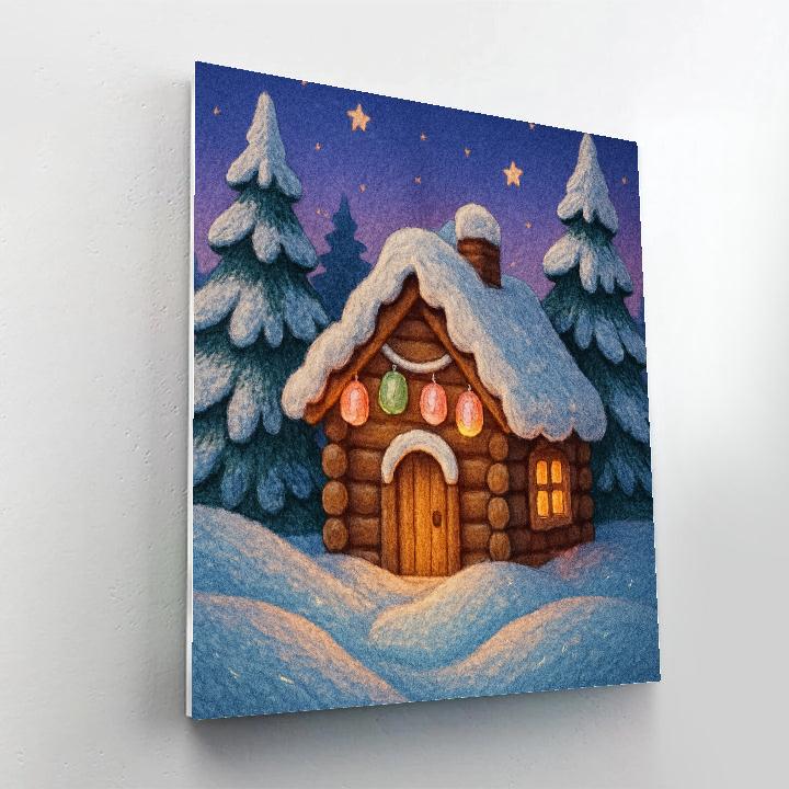 Snowy Pines And Candy Cabin Paint by numbers art