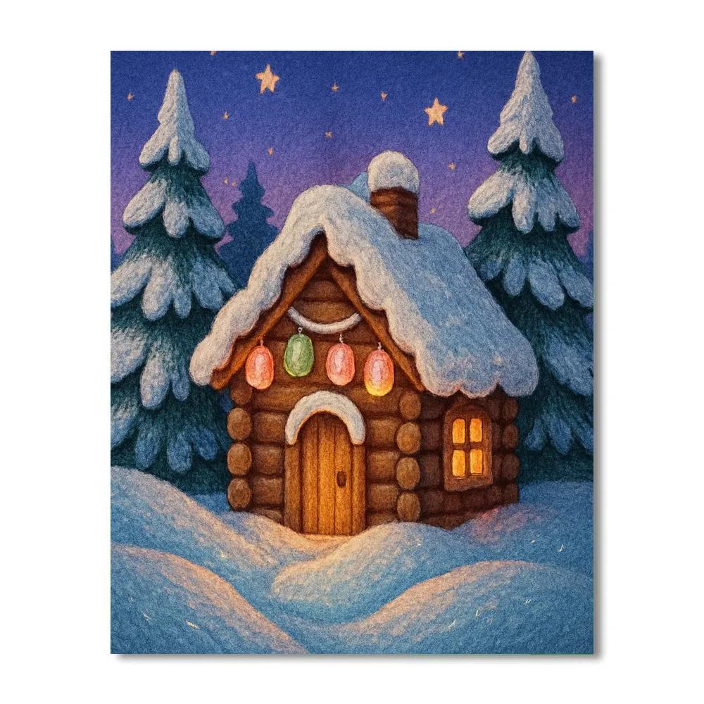 Snowy Pines And Candy Cabin Paint by numbers art