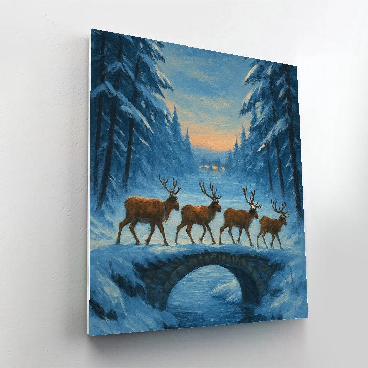 Silent Reindeer Bridge Crossing Number painting