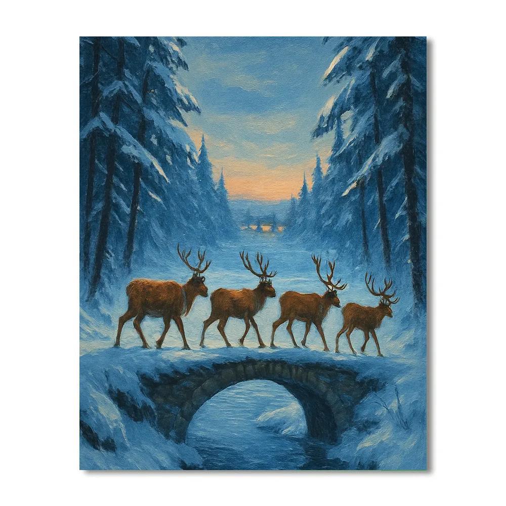 Silent Reindeer Bridge Crossing Number painting