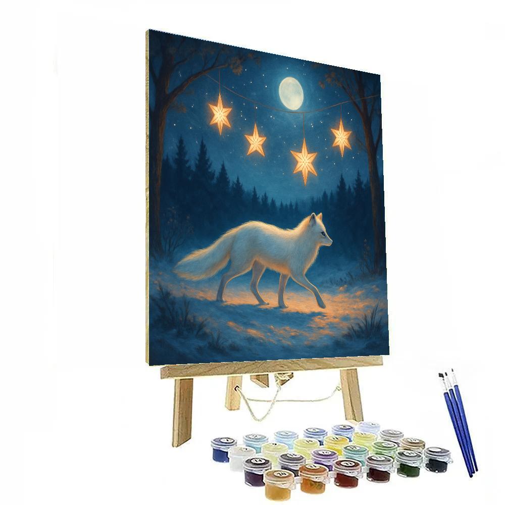 Snow Fox Beneath Star Lanterns Numbered painting kits