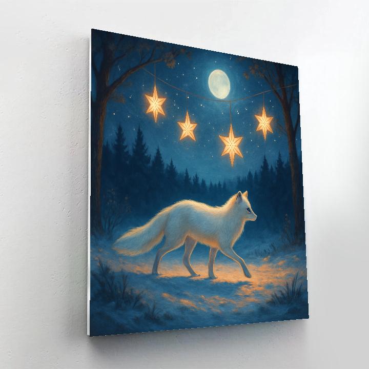 Snow Fox Beneath Star Lanterns Numbered painting kits